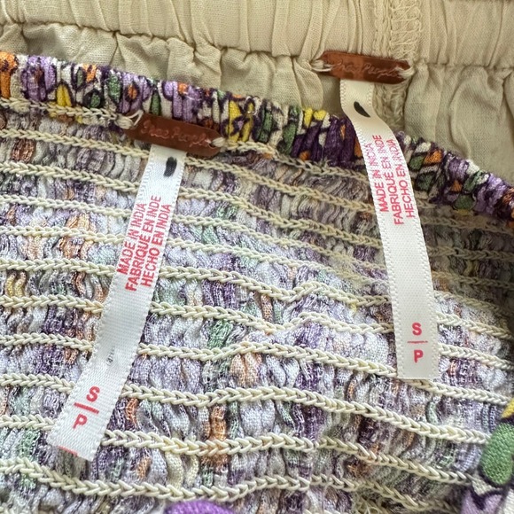 Free People Floral Ellia Two Piece Set Top and Ruffle Skirt Purple Combo Small - Picture 10 of 13